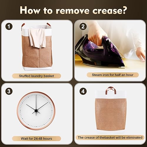 Miniatura 4 de Sikobin Cesta de lavandería con asas de gran capacidad, plegable, resistente, decorativa, para sala de estar, dormitorio, baño, 17 x 15 x 23.6