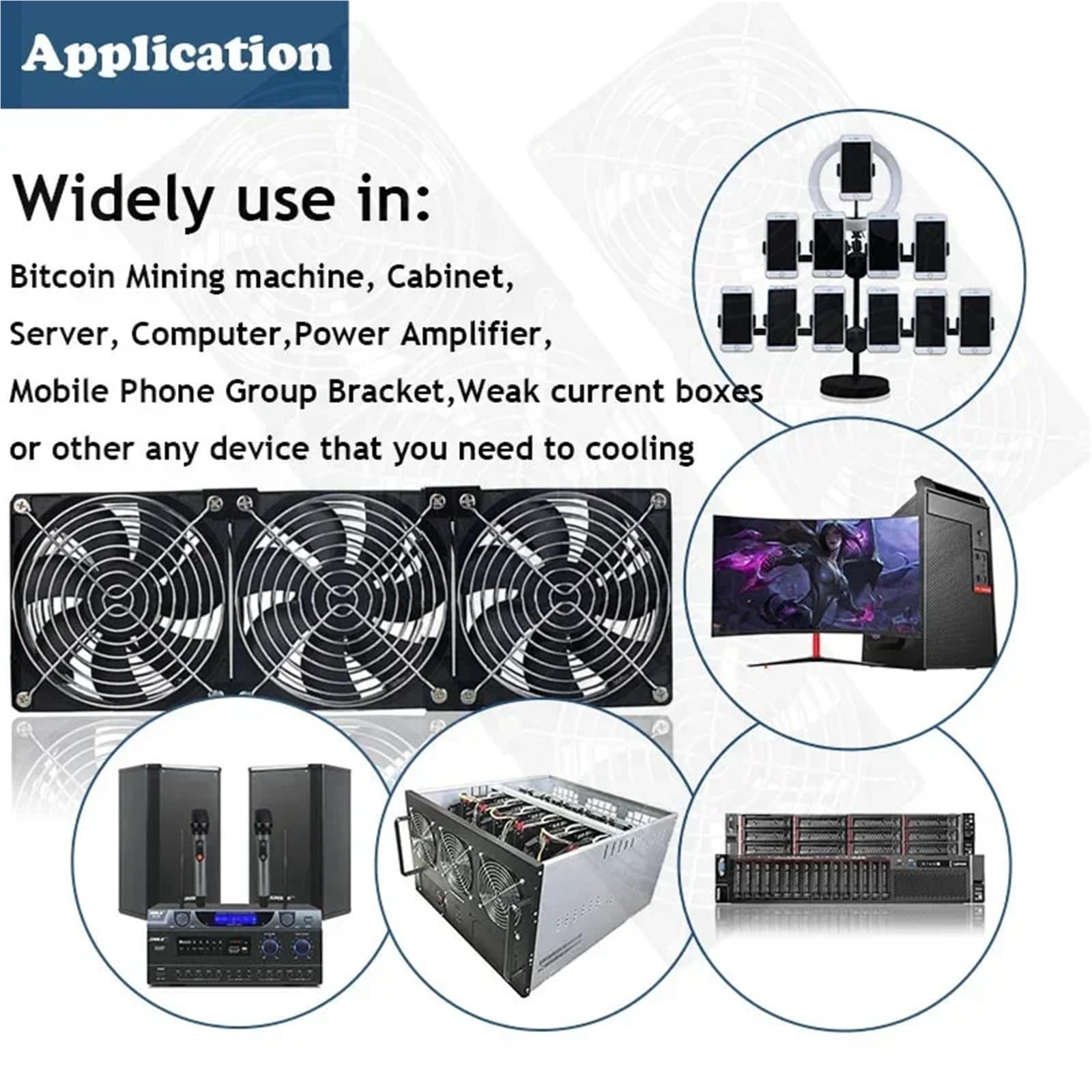 Rohrventilator, Server-PC-Lüfter, 120 mm, 3000 U/min, mit Controller, 12 V/220 V, Doppelspannung, for BTC-Mining-Workstation-Gehäusekühler(1 Fan)