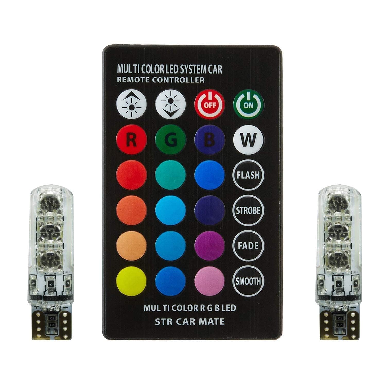 Multicolor T10 LED Light |2Pcs Car & bike LED Parking Bulb with IR Remote Controler-image-26