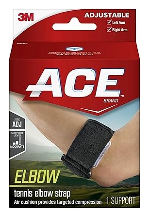 ACE Brand Tennis Elbow Support، Adjustable، Black، 1 / Pack