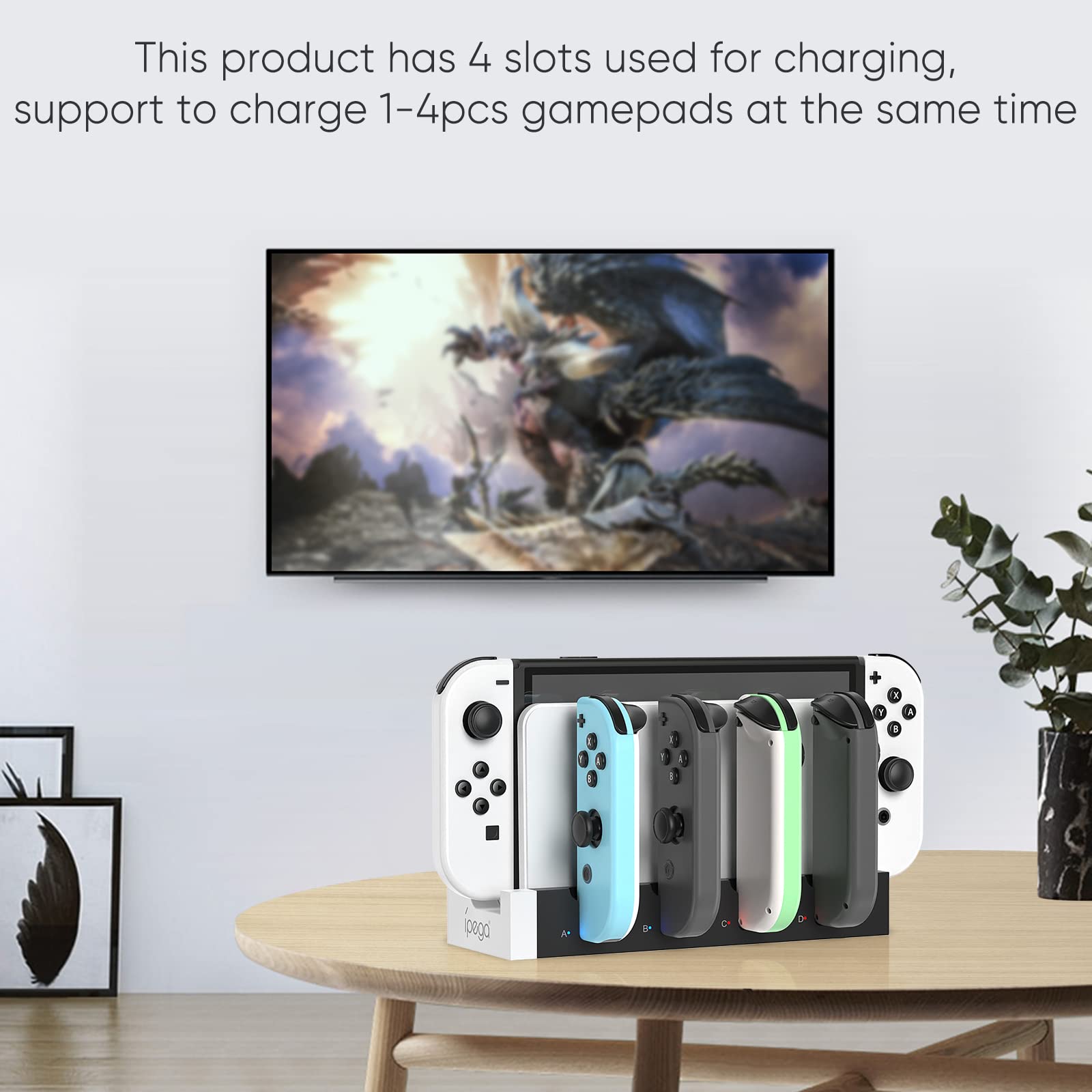 Dock di ricarica compatibile con Nintendo Switch & Switch OLED Modello Joycon, Switch Controller Charger Dock Station per Joycon Carica fino a 6 pezzi, Stazione di ricarica per Nintendo Switch/OLED