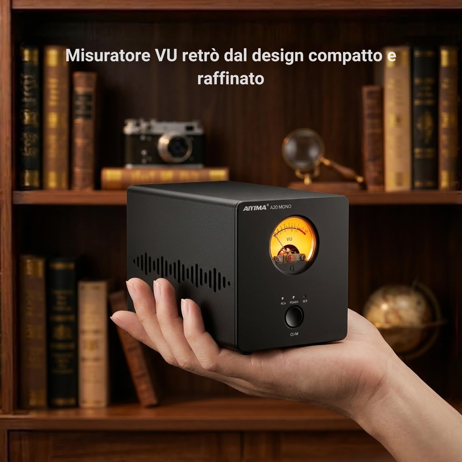 AIYIMA A20 Mono pieno equilibrato 300 W TPA3255 Amplificatore in classe D | Desktop Amplificatore con PFFB e HPF e 12 V Trigger,OPA1612 Op-Amp,ingresso XLR,Doppio guadagno Impostazioni,Vintage VU Meter