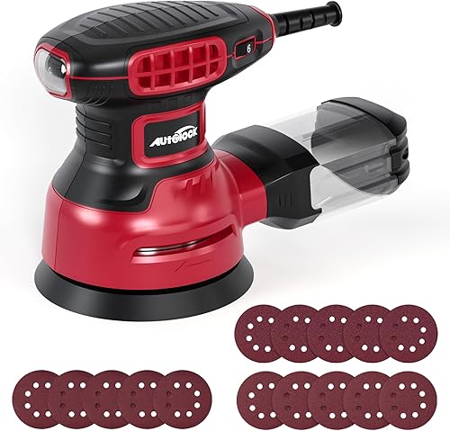 Autolock Lijadora orbital de 5 pulgadas, potentes lijadoras orbitales de 350 W, 7 velocidades variables 6000-13000 RPM lijadora de palma eléctrica