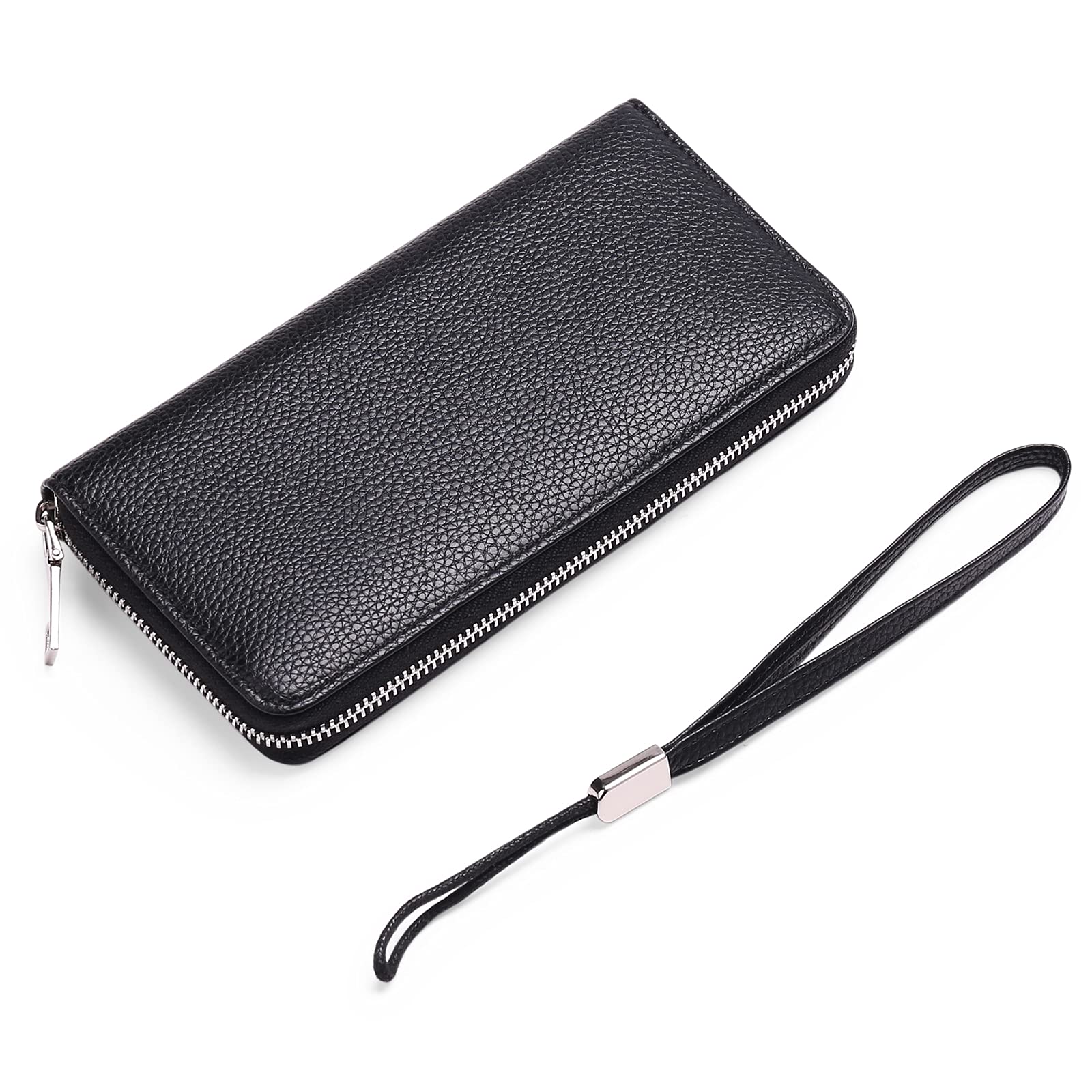 Sponsored Ad – Leather Women's Wallets, Large Capacity Long Ladies Purse Card Holder Purse for Women with RFID Blocking and Detachable Wrist Black