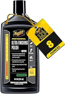 Meguiar's M205 Mirror Glaze Ultra Finishing Polish, Easy-to-Use Formula for Impeccable Shine, Multiple Ways to Apply Mirror Glaze, Removes Defects and Swirls for a High Gloss, 8 Oz Container