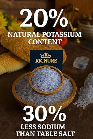 Ancient Blue Salt – 100g Rare Mineral Treasure | High Potassium, Lower Sodium, Pure & Unprocessed | Gourmet-Grade by Richure (3.52 oz) GMO Free