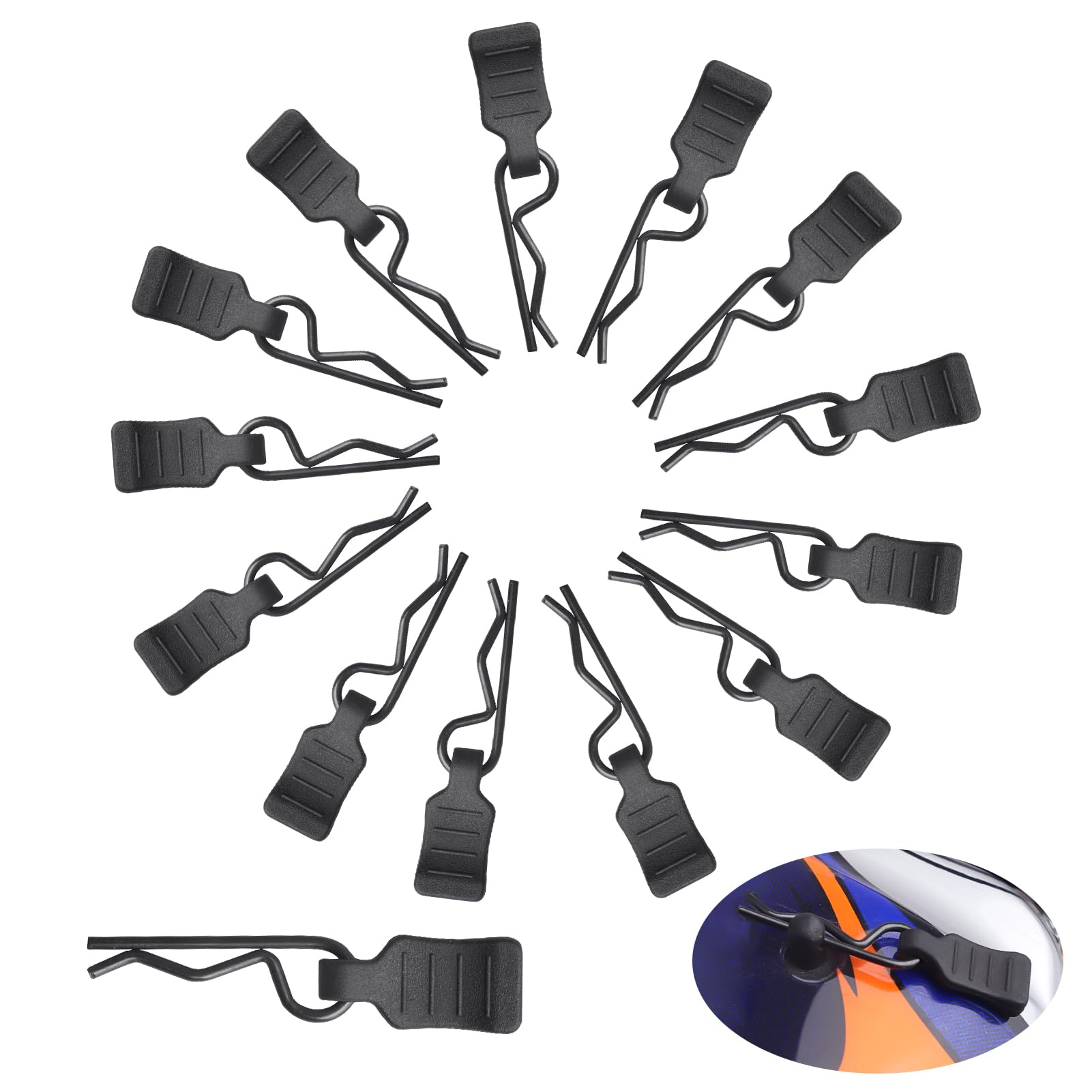 50PCS RC Clips RC Body Clips with Pull Tabs for All 1/16 1/18 Traxxas Axial Redcat Tamiya Team Associated RC Car Shell (Black)