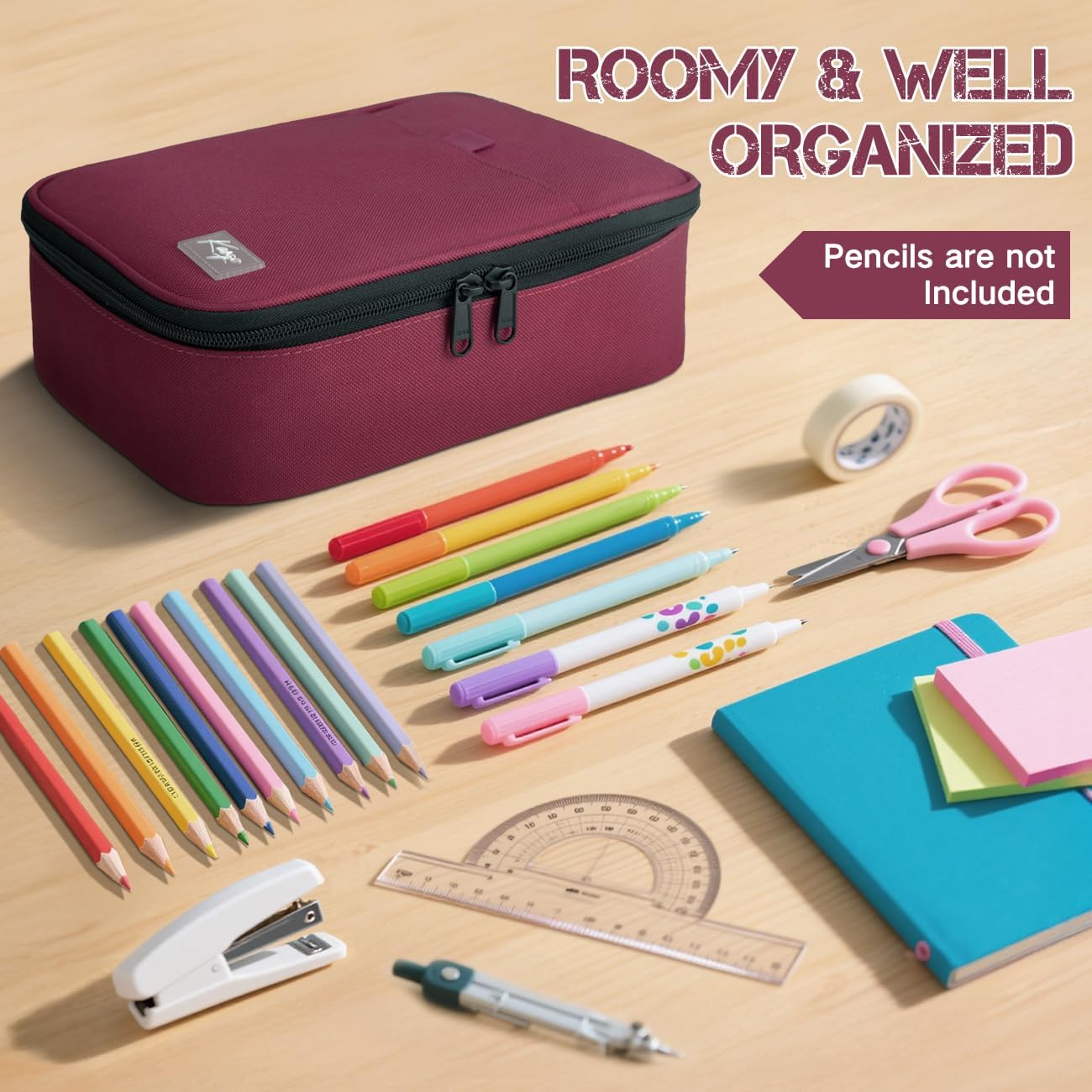 Kasqo Large Pencil Case, 54 Slots Big Capacity Portable Stationery Storage Marker Pen Pouch Bag Holder Multiple Compartment for School Office College Student Adult Teen