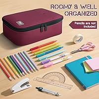 Vista 7 de Kasqo Estuche grande para lápices, 54 ranuras, gran capacidad, portátil, para guardar artículos de papelería, bolsa para bolígrafos, bolsa