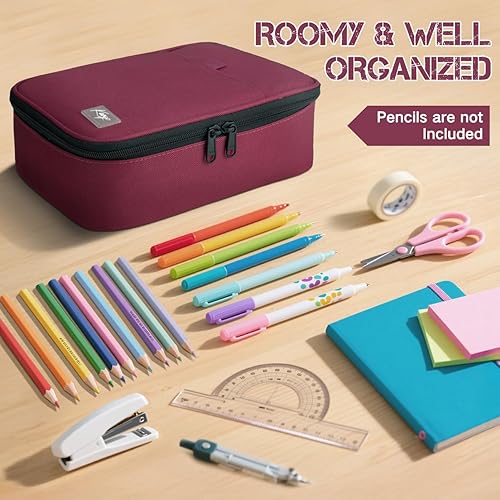 Miniatura 7 de Kasqo Estuche grande para lápices, 54 ranuras, gran capacidad, portátil, para guardar artículos de papelería, bolsa para bolígrafos, bolsa con