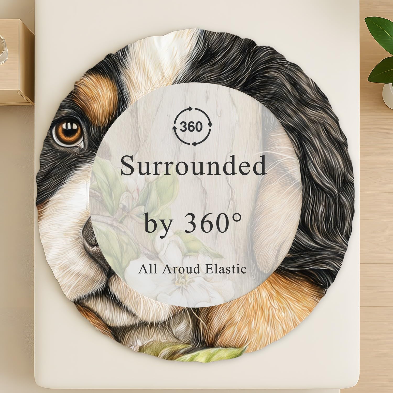 Süß Hunde Spannbetttuch Kindlich Tier Blumen Spannbettlaken 200 x 200 x 30 cm 3teilig Mikrofaser Bettwäsche Set mit 2 Kissenbezüge 80 x 80 cm Kein Flachbettlaken