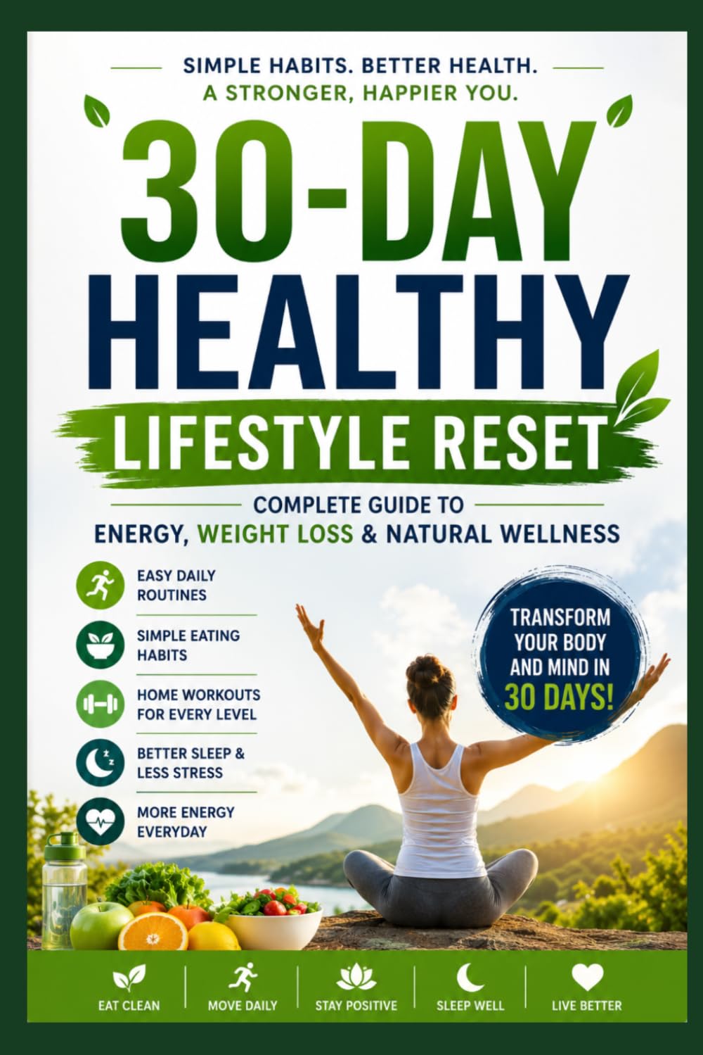 30-Day Healthy Lifestyle Reset: Simple Habits to Transform Your Energy, Body & Mind: A Step-by-Step Guide to Build Healthy Habits, Lose Fat, Improve Energy, and Change Your Life in 30 Days