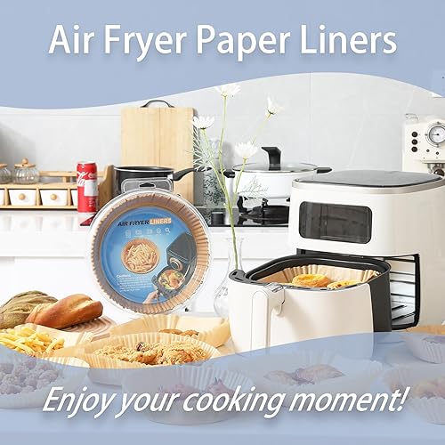 Miniatura 6 de 100 forros de papel para freidora de aire para freidora de aire de 4 a 8 cuartos de galón de grosor, antiadherente, forro de papel desechable, cesta