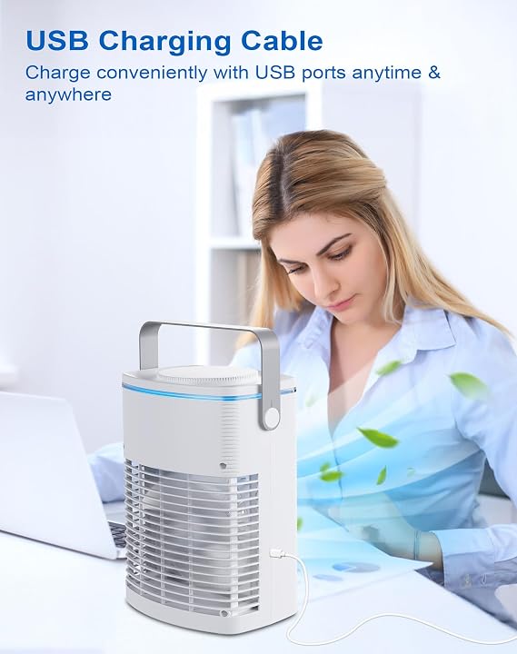 Portable Air Conditioners, 3-in-1 Portable AC Unit, Personal Mini Air Conditioner With 1000ml Water Tank, 2/4/6H Timer, USB Charging Small Cooling Fan (Include 5V 2A Adapter) For Office Bedroom