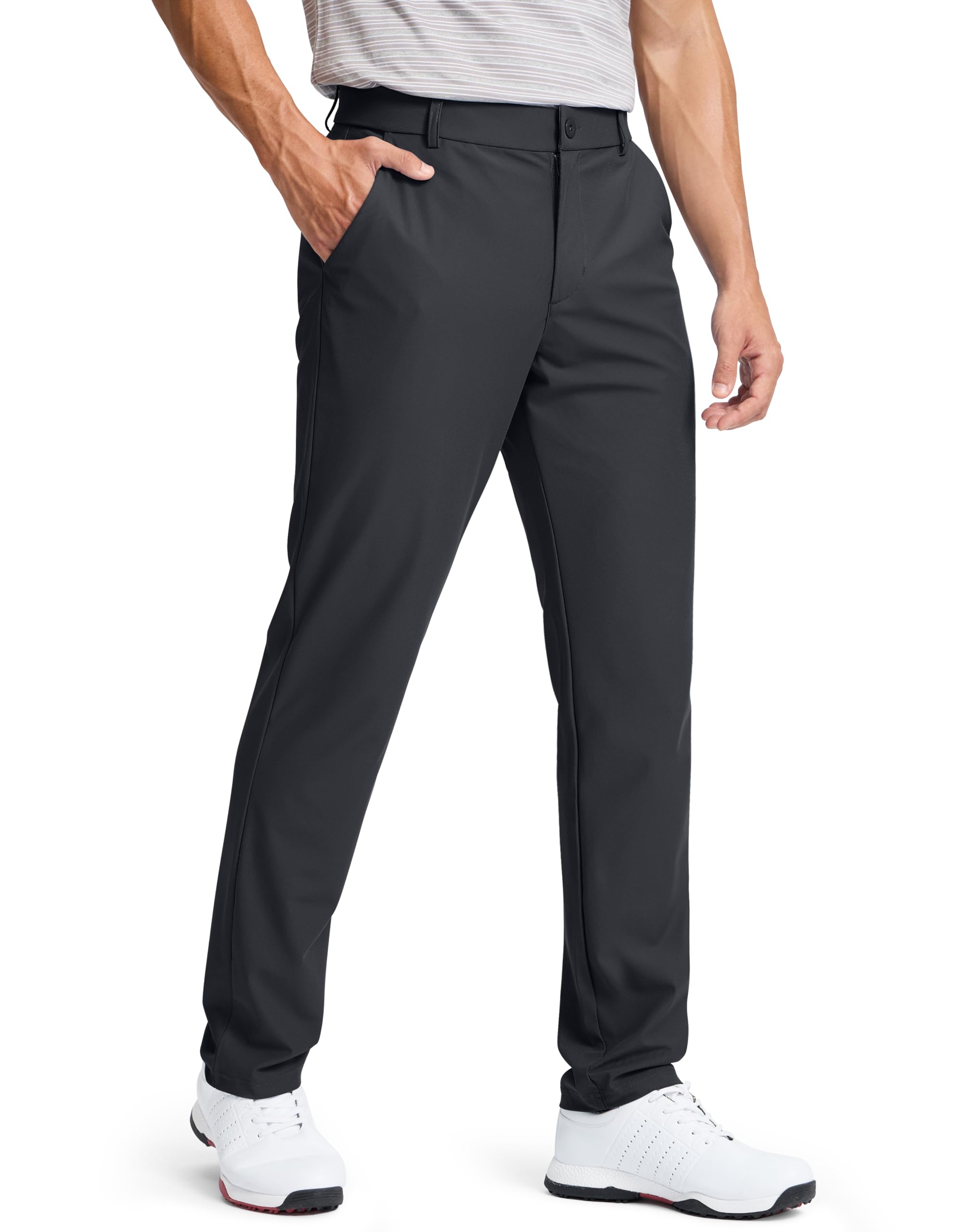 Pudolla Mens Golf Pants 30 32 34 Comfy Stretch Dress Work Pants Lightweight Quick Dry Casual Slacks Trousers