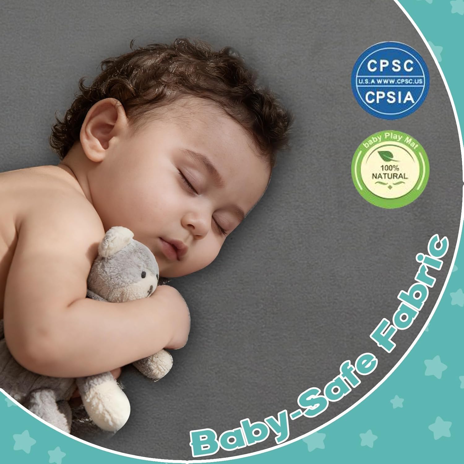 Baby Play Mat for Floor,1.3" Thick Elasti-Foam Playpen Mat for Tummy Time, Easy Care with Non-Slip Cushioned for Infant,Kids and Toddler Crawling