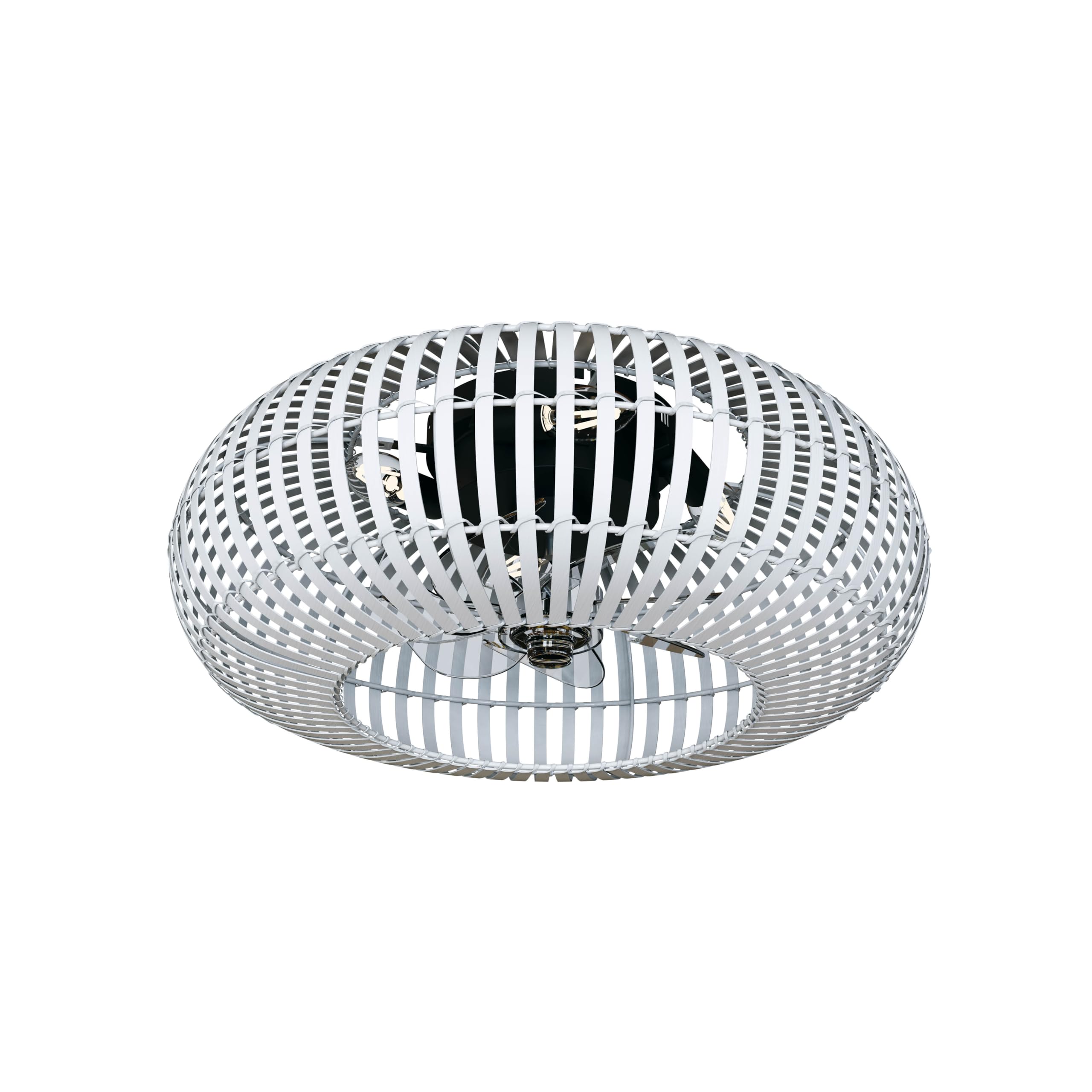 Varin® Smart Deckenventilator mit Beleuchtung, Ø 50cm - Bambus Weiß | Ventilator Lampe Decke mit 4x E27 Fassungen (ohne Leuchtmittel), Tuya WLAN, Deckenleuchte mit Ventilator, Fernbedienung