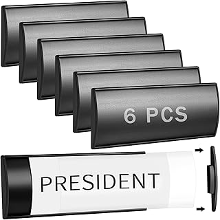 Therwen 6 Pcs Aluminum Office Name Plate Holder for Door Wall Mount 8'' x