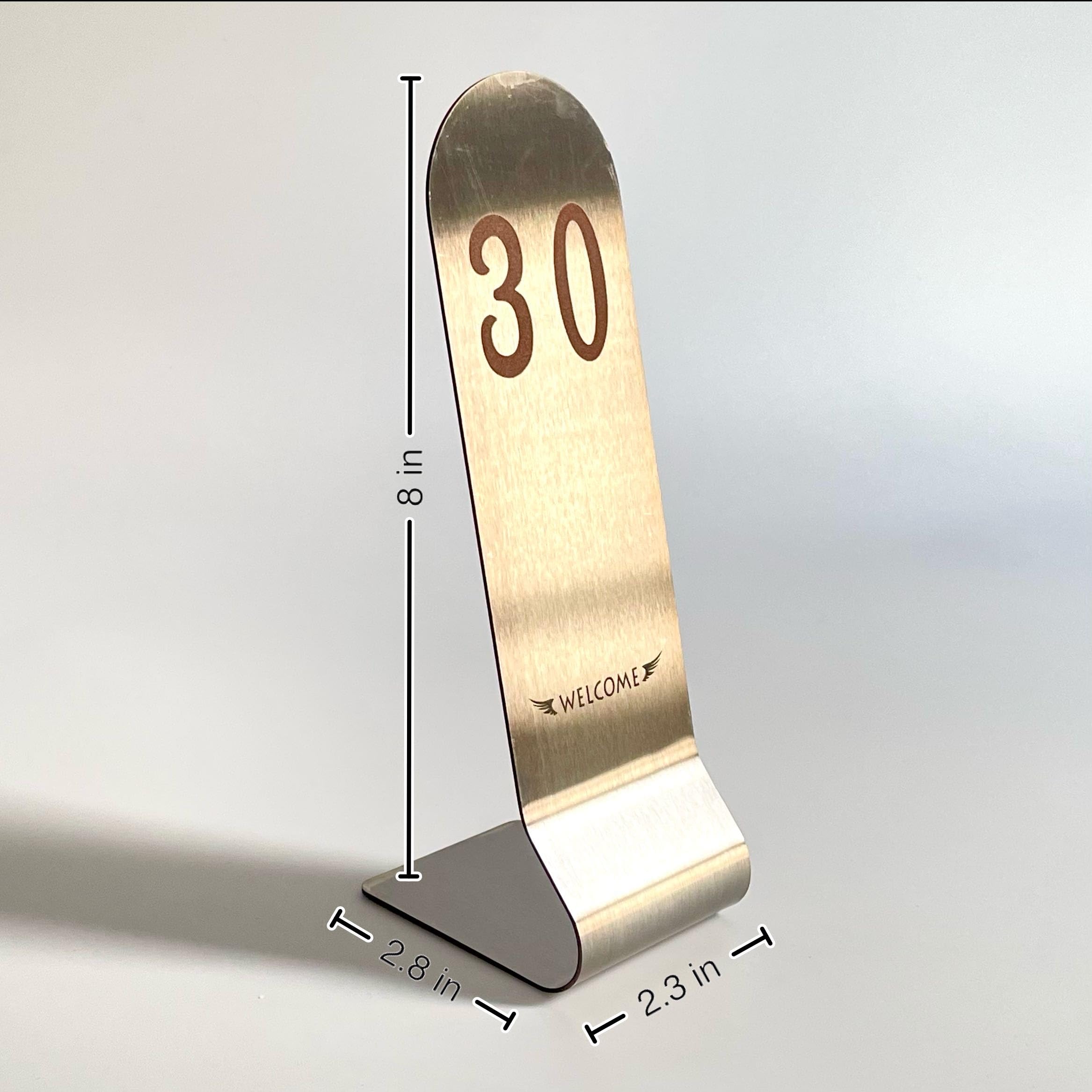 SIWOT Tischkartenhalter aus Edelstahl, 15,2 cm hoch, doppelseitig, stapelbar, vertikale Tischnummern, Metall-Tischkartenhalter (20,3 cm, Silberbraun und Schwarz, 53,3 - 76,2 cm)