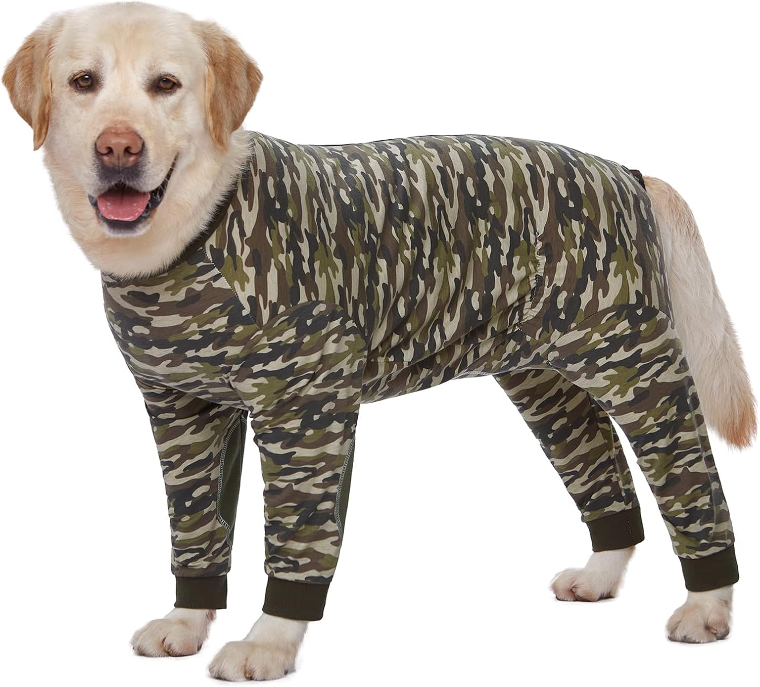 Yeapeeto Dog Onesie Surgery Recovery Suit for Large Medium Bodysuit Dogs Pajamas PJS Full Body for Shedding, Prevent Licking, Wound Protection, Cone Alternative(Camo, XL)