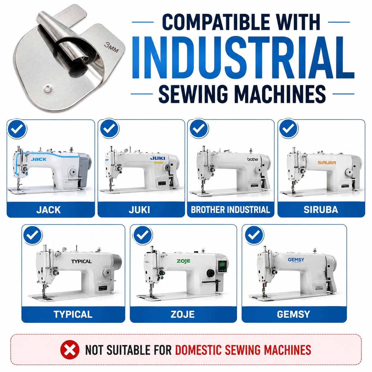 ZENITH T-17 Industrial Sewing Machine Hemming Folder, Metal Edge Stitching Attachment for Jack Juki (1PC, 3MM) — Amazon image 4