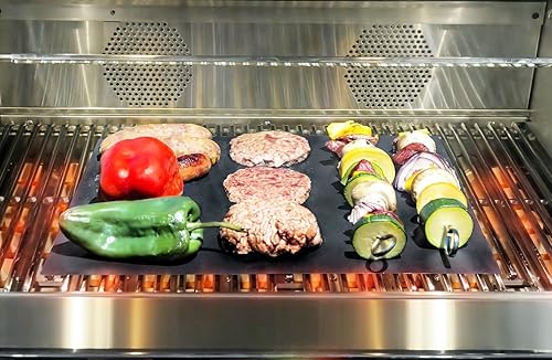 Miniatura 3 de 3 unidades de hojas de alfombrilla para parrilla BBQ, 100% antiadherentes, extra gruesas, reutilizables y aptas para el lavavajillas (13 x 15.75