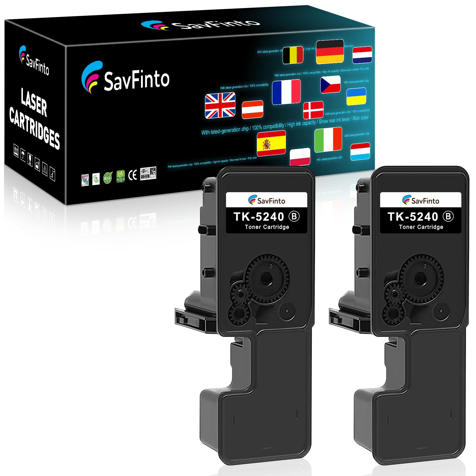 TK-5240 Black Toner Cartridges Replacement for Kyocera TK5240 TK 5240K 1T02R70NL0 Compatible for Kyocera Ecosys M5526cdw M5526cdn P5026cdw P5026cdn (2 Black)