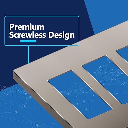 Miniatura 336 de LIDER - Cubierta decorativa de interruptor doble con acabado mate, placa de pared sin tornillos, tamaño mediano, 2 bandas, 4.88 x 4.92 pulgadas