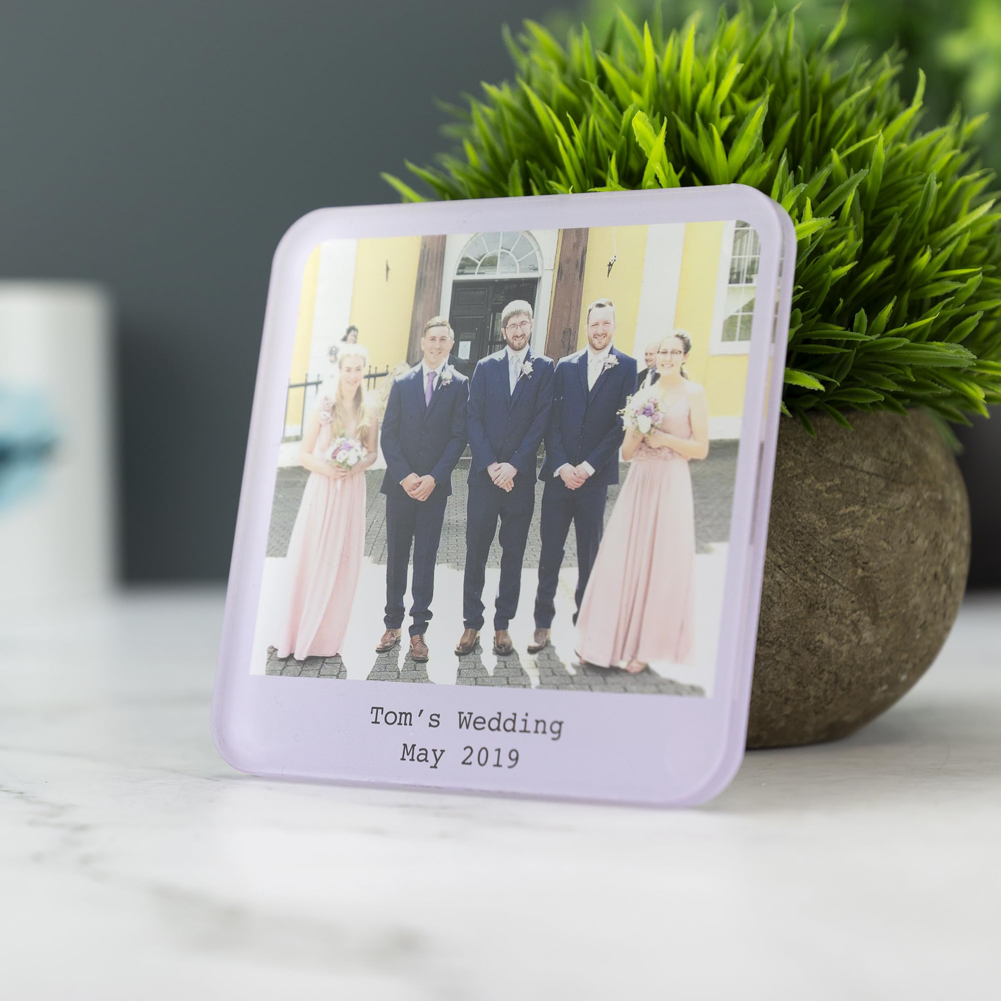 A1 Graphics Ltd Lilac Personalised Coaster With Photo And Text Printed Acrylic Drinks Coaster - Novelty Coaster Gift (Lilac)