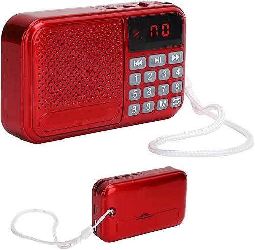 Miniatura 7 de FM Battery Operated Portable Pocket Radio, Multifunction Radio USB Audio Player Support Memory Card Red Simple Operation, Parents and Seniors