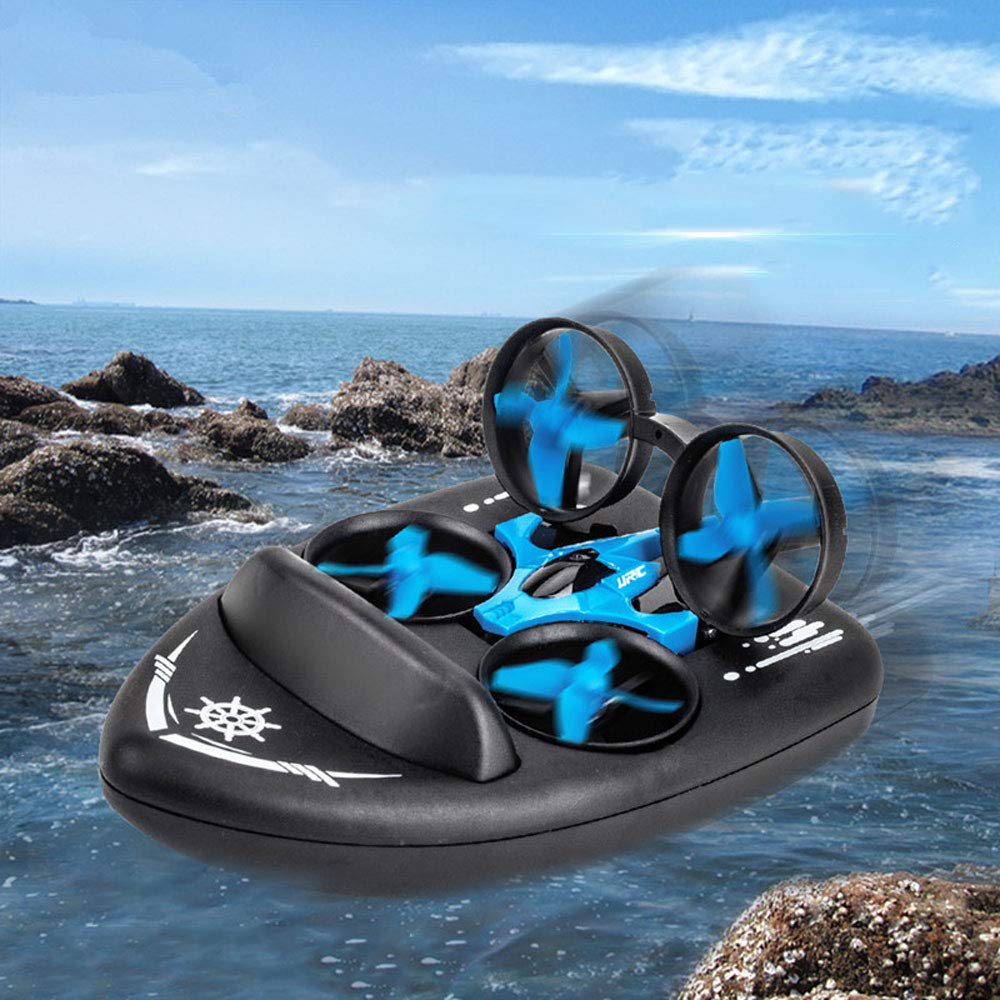 Dazii Tres Modos de mar, Tierra y Aire Barco de Control Remoto 2.4G Aerodeslizador Carga Control Remoto Coche Avión eléctrico 2.4G RC Barco Verano Juguetes acuáticos al Aire Libre Barco