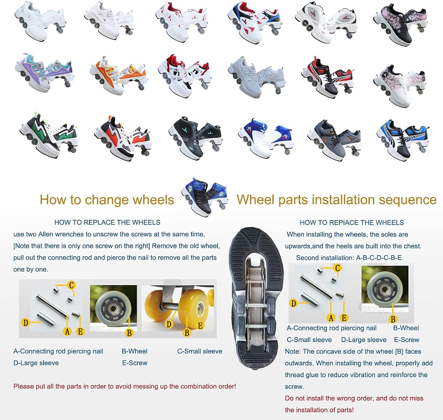 Roller Skates/2 in 1Multifunctional Roller Skates Shoese/Deformation Invisible Roller Skate Automatic Walking Shoes.Suitable for Outdoor Sports Roller Skates for Boys, Girls and Adults