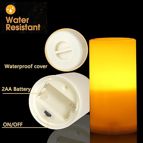 Miniatura 6 de Juego de velas LED sin llama con temporizador, impermeables, parpadeantes, para el hogar, boda, fiesta, jardín, Halloween, decoración de Navidad,