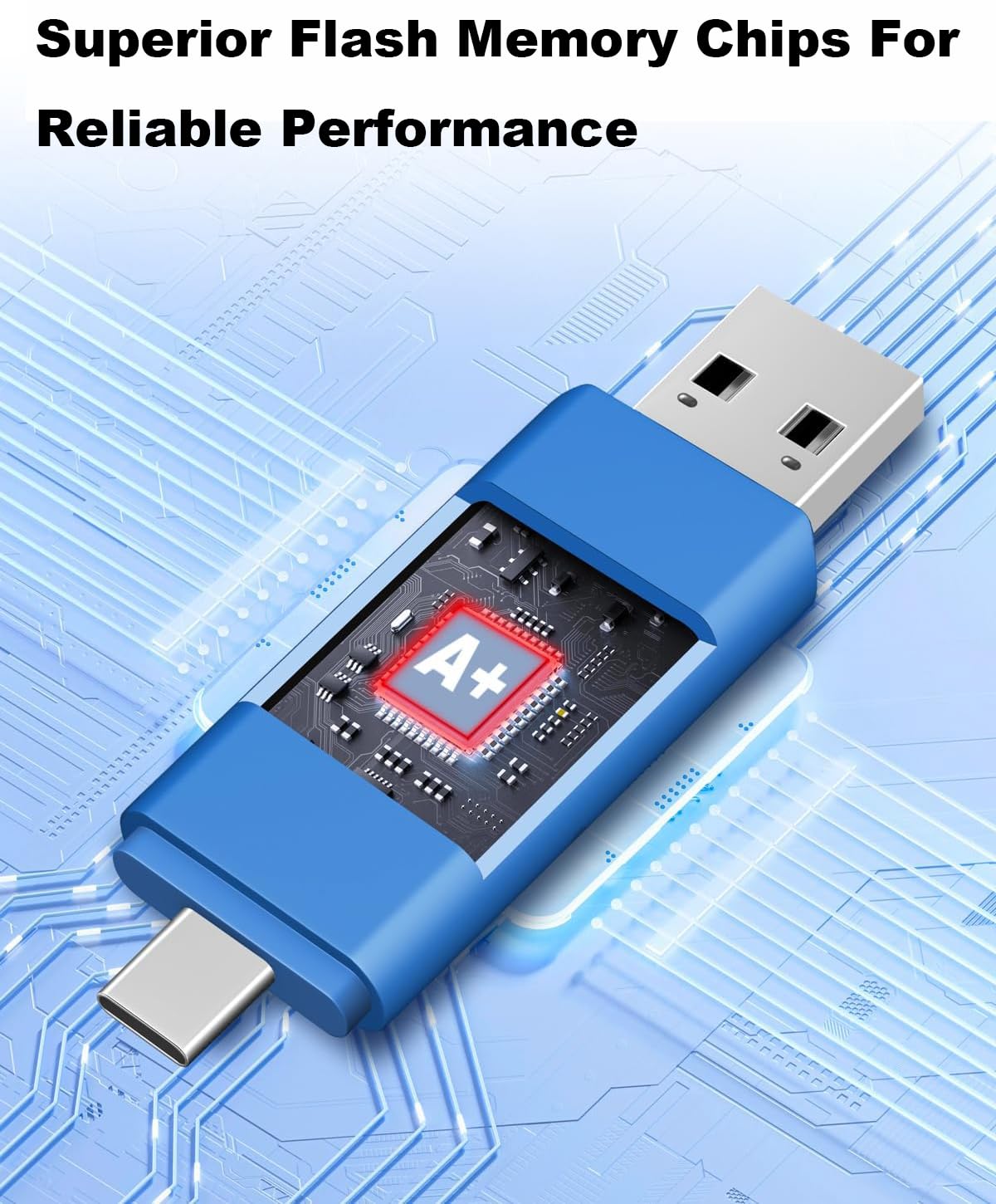 Chiavetta USB C con doppia chiavetta USB 3.0 da 128 GB, design girevole, 2 in 1, per smartphone Android, computer, MacBook, tablet, PC, confezione da 10