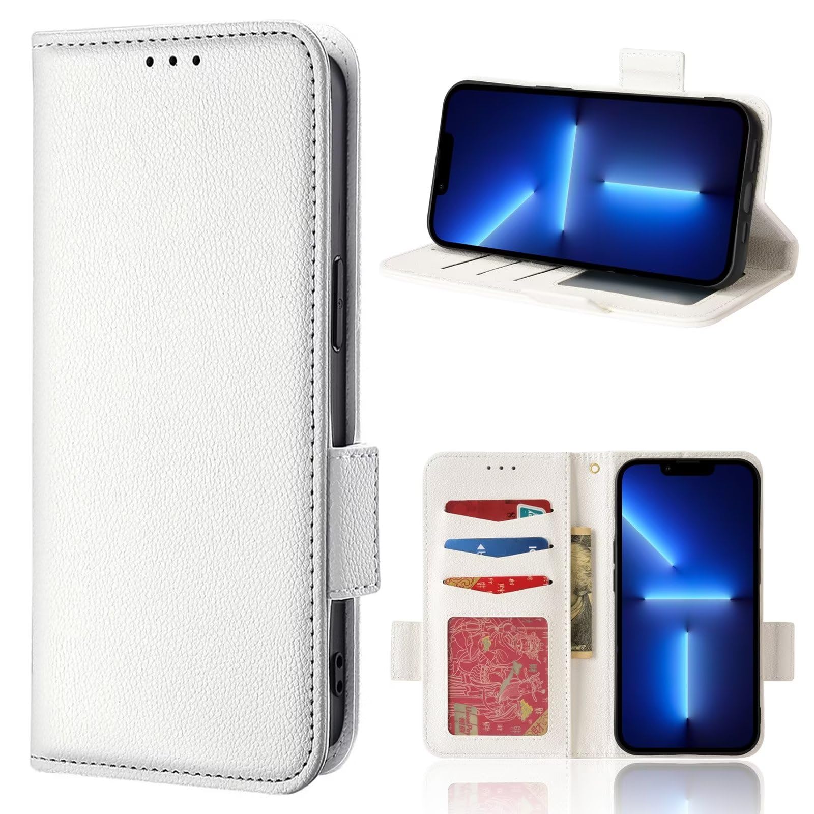 DZDYD Case for Tecno Camon 19 Cover Flip Leather Case Phone Case With Bracket Card Holder Magnetic Case - White