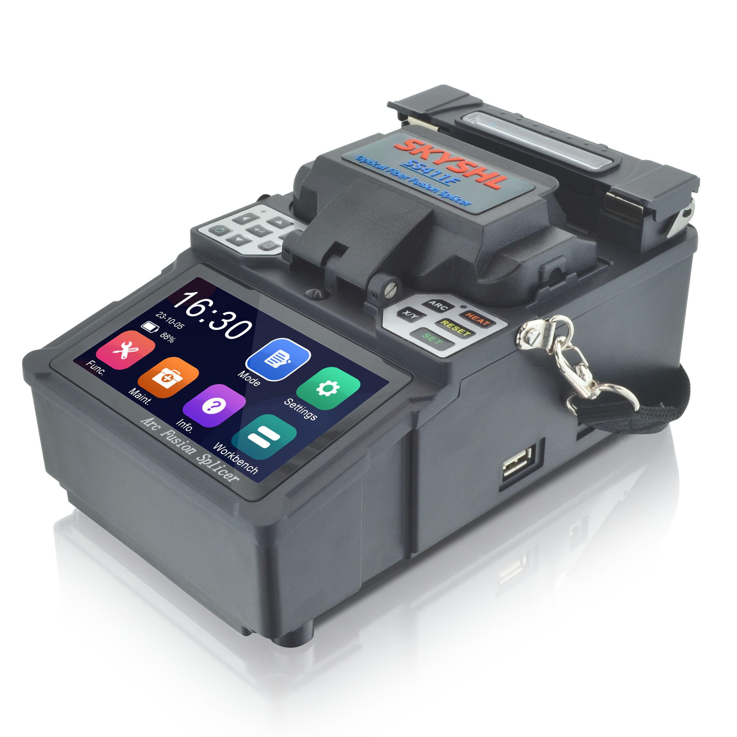 Kern zu Kern Glasfaser Spleißgerät 4,3-Zoll-Touchscreen Mini LWL Spleißgerät Optical Fiber Splicing Fusion Splicer Fusionsspleißgerät mit Auto Spleißen und Auto Heizung-SS411F-211