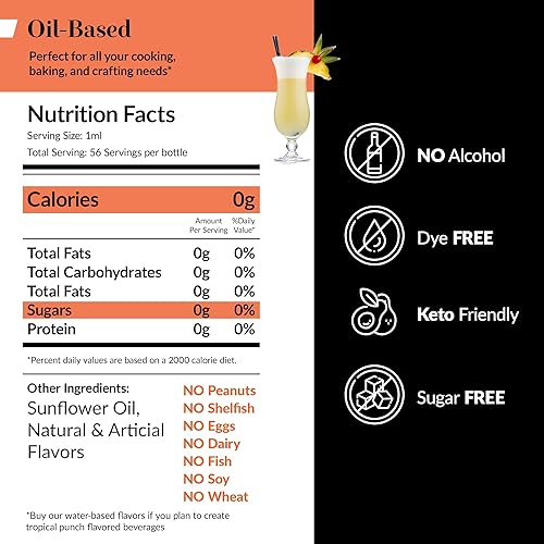 Miniatura 2 de Dolce Flav Extracto de Ponche Tropical  1 Galón Soluble en Aceite Kosher, Sin Azúcar, Saborizante Concentrado de Ponche Tropical Afrutado para