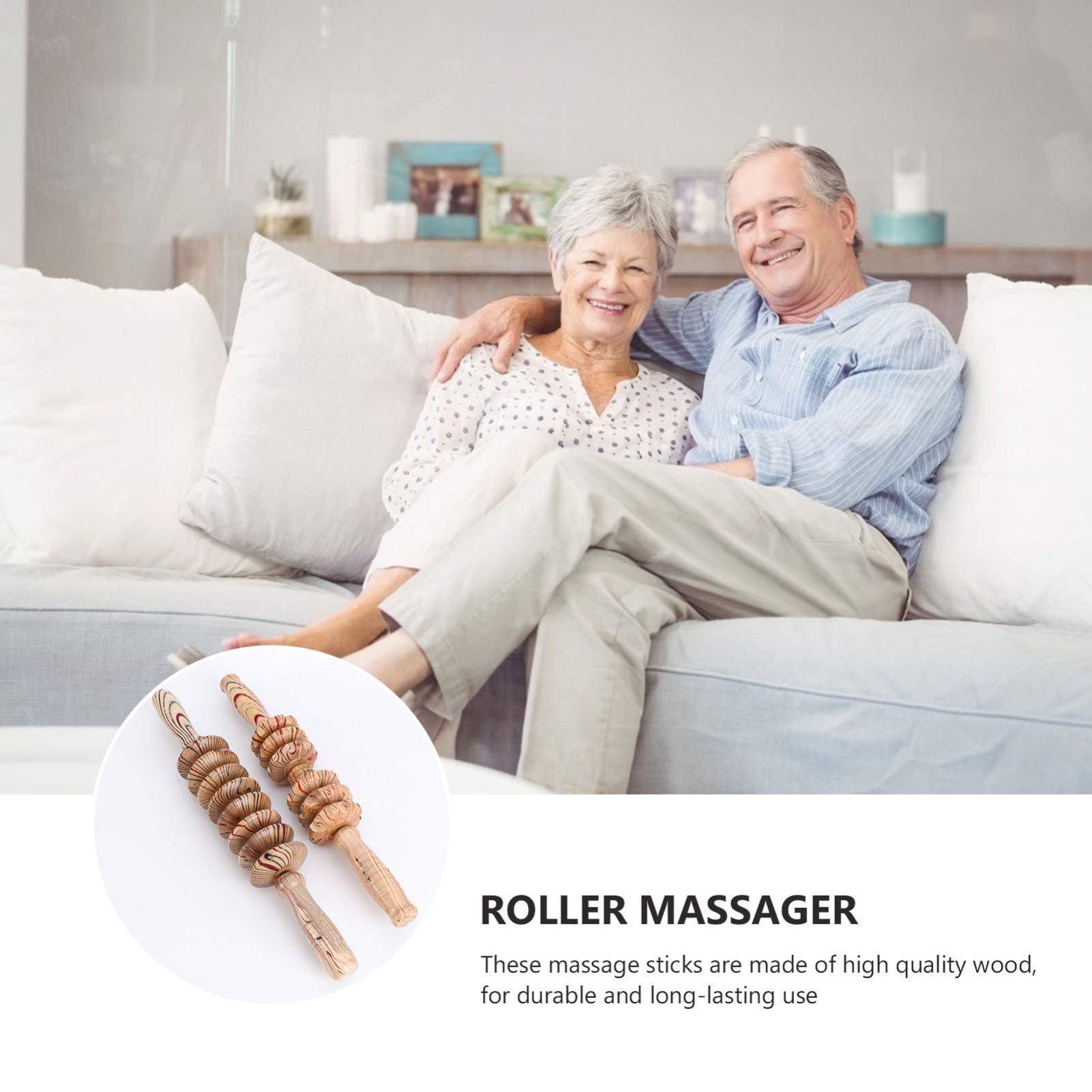 Holz Massageroller 2 Stück mit Neun Rollen für Bauch und Hüfte