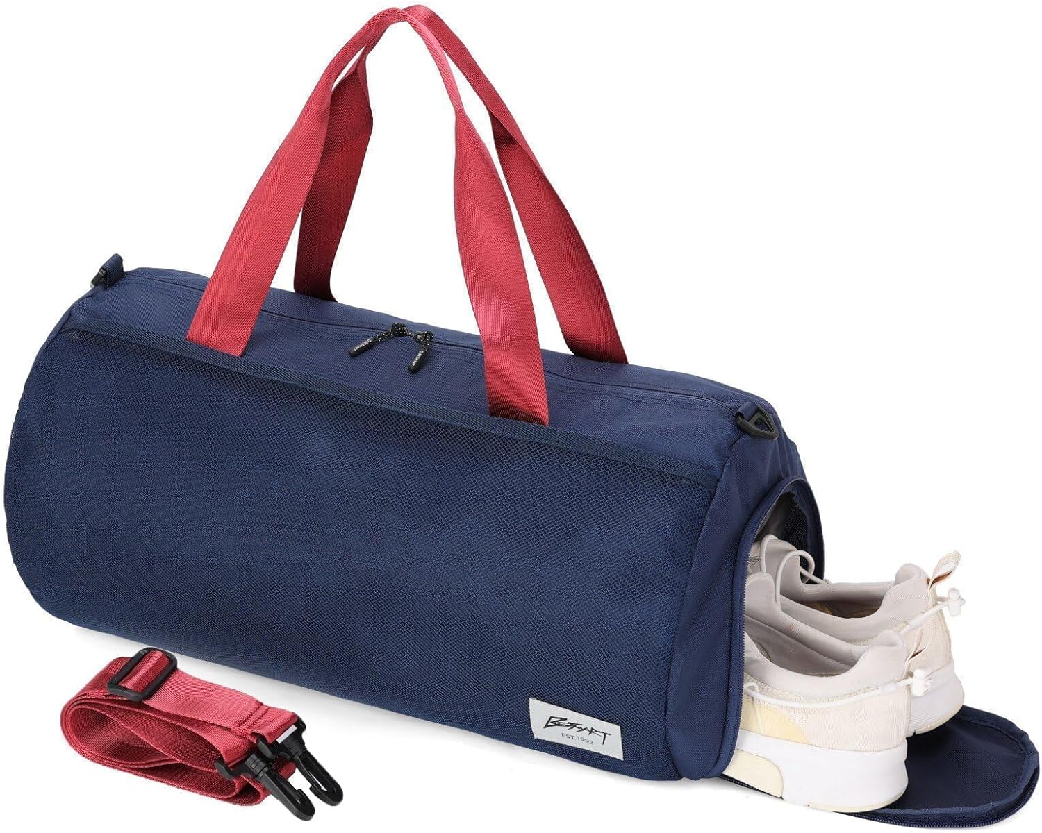 BE SMART Waterproof Mens Gym Bag with Shoe Compartment, Sports Gym Duffle Bag with Adjustable Strap for Men Women, Lightweight Large Sport Duffel Bag for Travel, Sports, Fitness(Navy Blue)