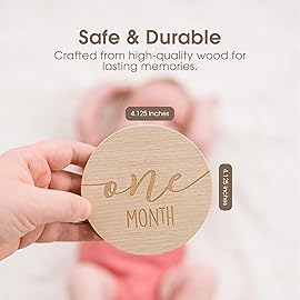 Pearhead Newborn Gift Set, Gender-Neutral Baby Gifts Box, 7 Wooden Monthly Milestone Discs, White Babyprints Clay Kit for Handprint or Footprint, Unisex, Boy or Girl