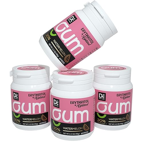 DC24 DAILY CARE Goma de mascar xilitol con eritritol, sin aspartamo y sin azúcar para boca seca, baja en calorías, sin azúcar, sandía, paquete de 60
