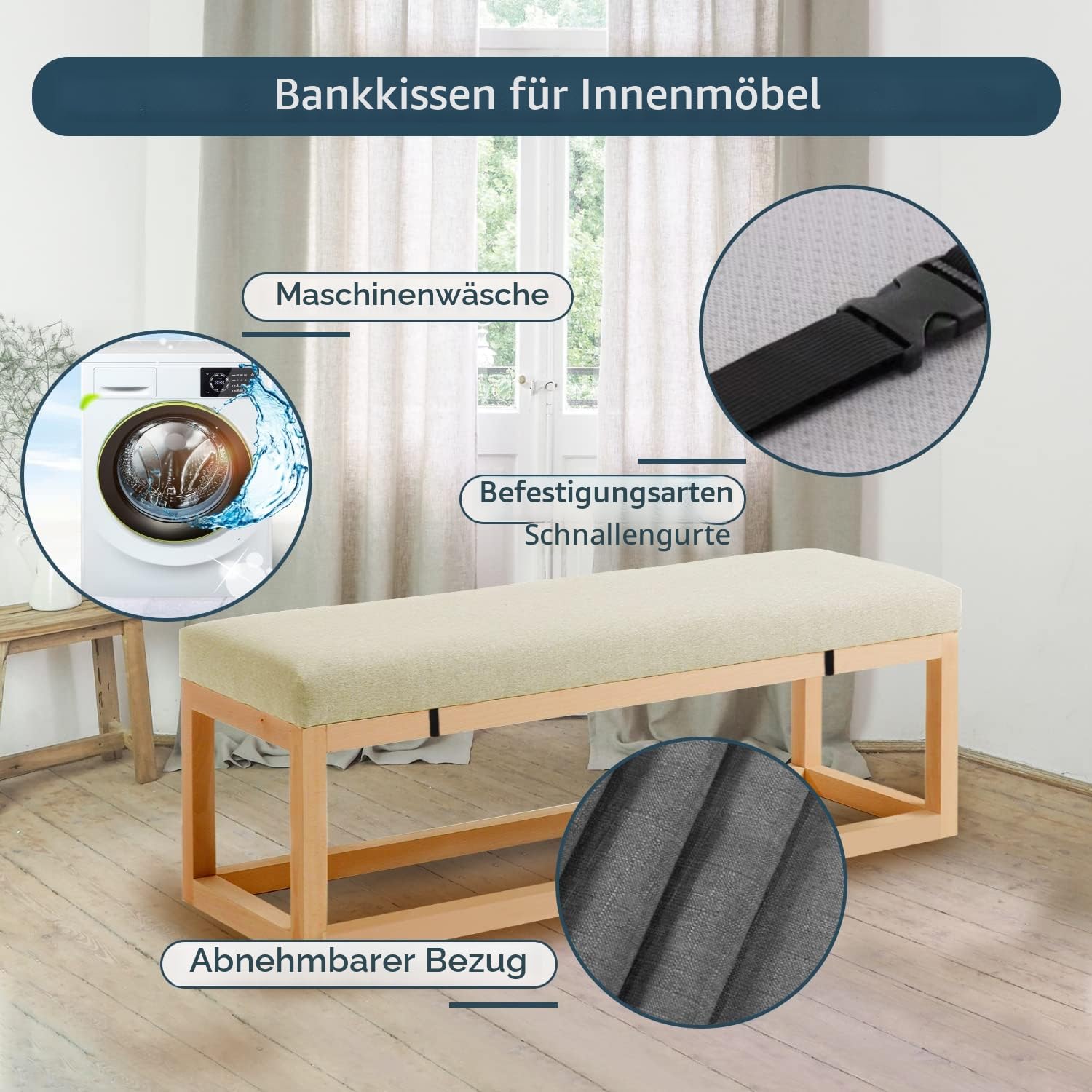 Bankauflage Bankkissen Sitzauflage Sitzkissen Bank 90X40X3CM Stuhlkissen Bankpolster Schaukel mit abnehmbarem Bezug für Fensterbank Outdoor Gartenmöbel Terrasse Drinnen Sitz,Dark Grey