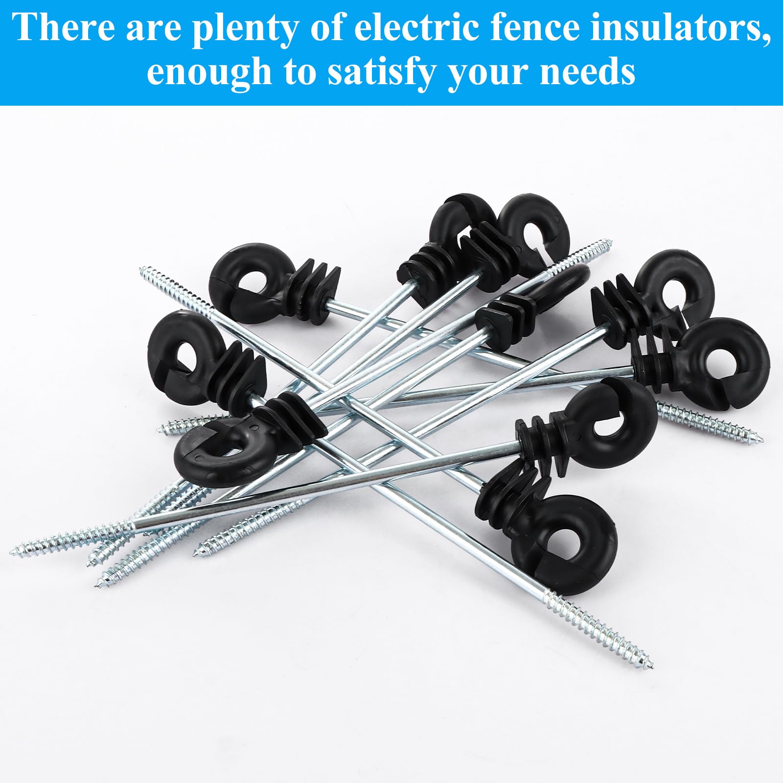 50 aisladores eléctricos para vallas, aisladores eléctricos de anillo de valla de tornillo largo, aislador de anillo de malla de alambre, accesorio eléctrico de poste de valla de prado, aislante de