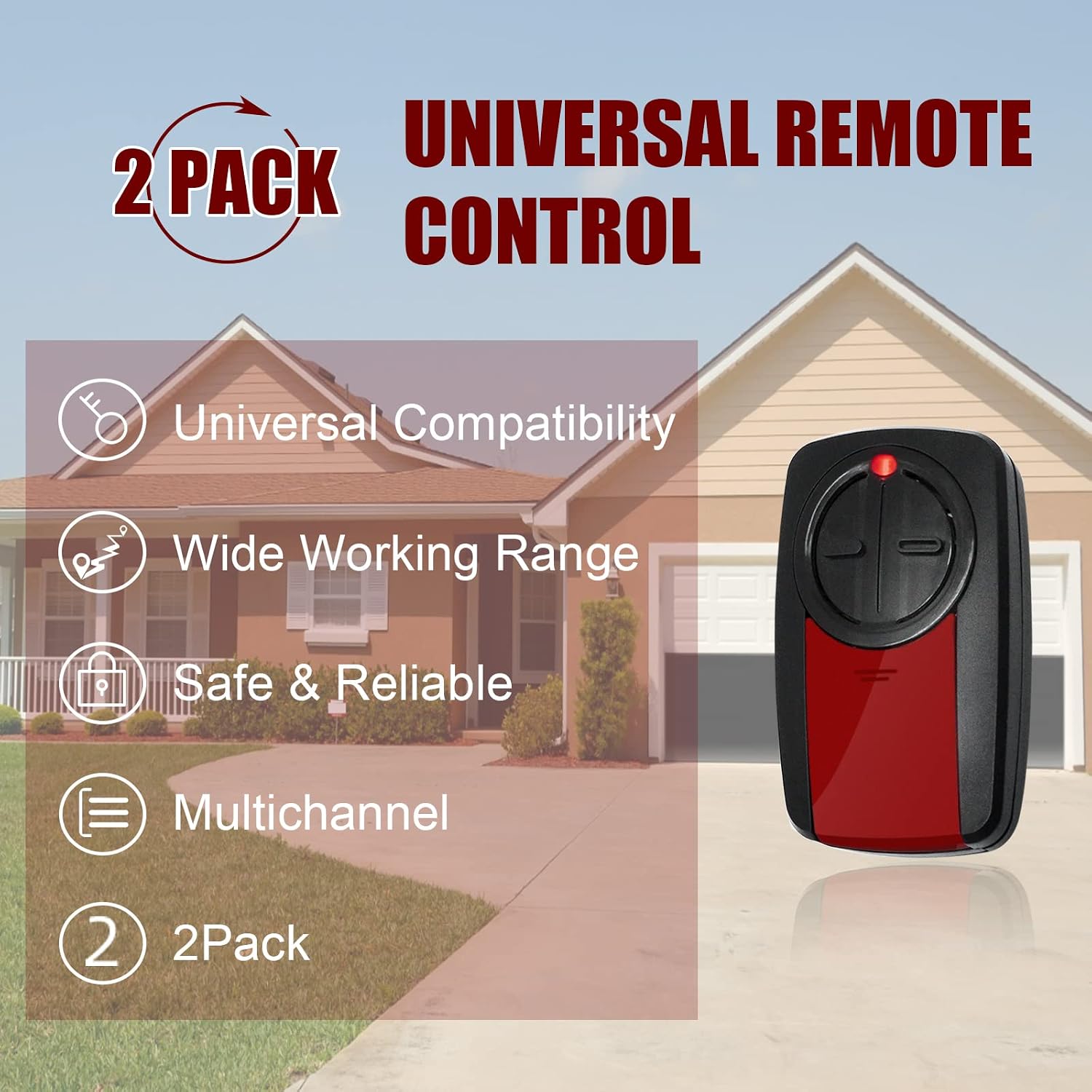 New Upgraded 380UT 375UT Universal Remote Control Replace Liftmaster Garage Door Opener, Compatible with 375lm New Liftmaster Door Remote Control, 2-Piece Package