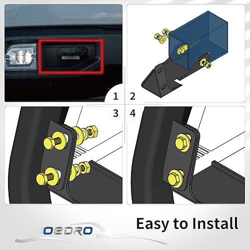Miniatura 6 de oEdRo Red Bull Bar Fits 2019-2023 Chevy Silverado 1500GMC Sierra 1500, Pickup Front Bumper Brush Guard Textured Black, wRed Skid Plate & Light Mount