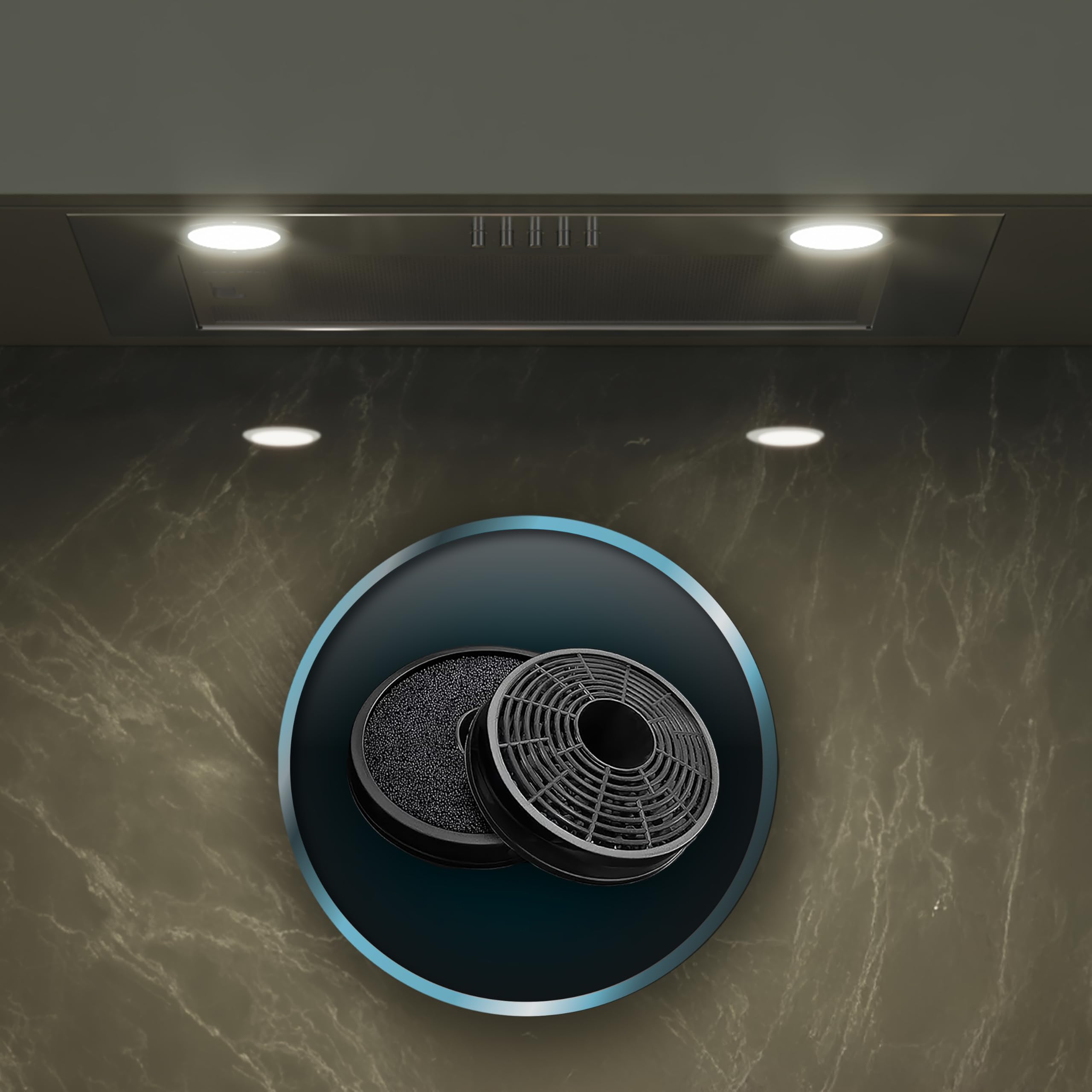 Cecotec Cappa Aspirante 52 cm Integrata Flux IM 523500 Inox B. Potenza Di Aspirazione 350M3/H, Motore 70W, Controllo Meccanico, 3 Livelli Di Potenza, Luce E Filtro Al Carbonio, Inox