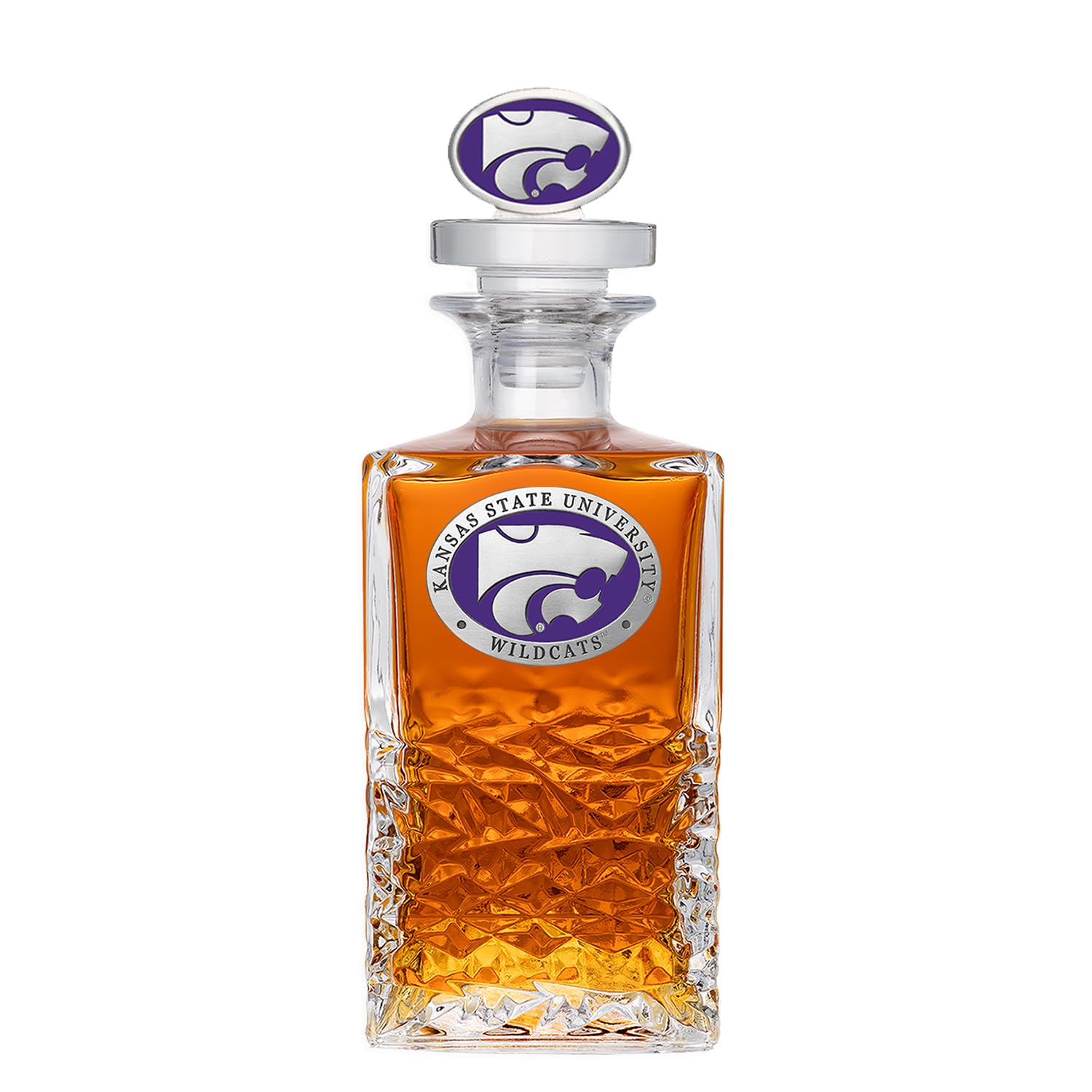 Kansas State Heritage Decanter with 3D Stopper | 25 OZ Liquor Pourer | Expertly Crafted Pewter Glass