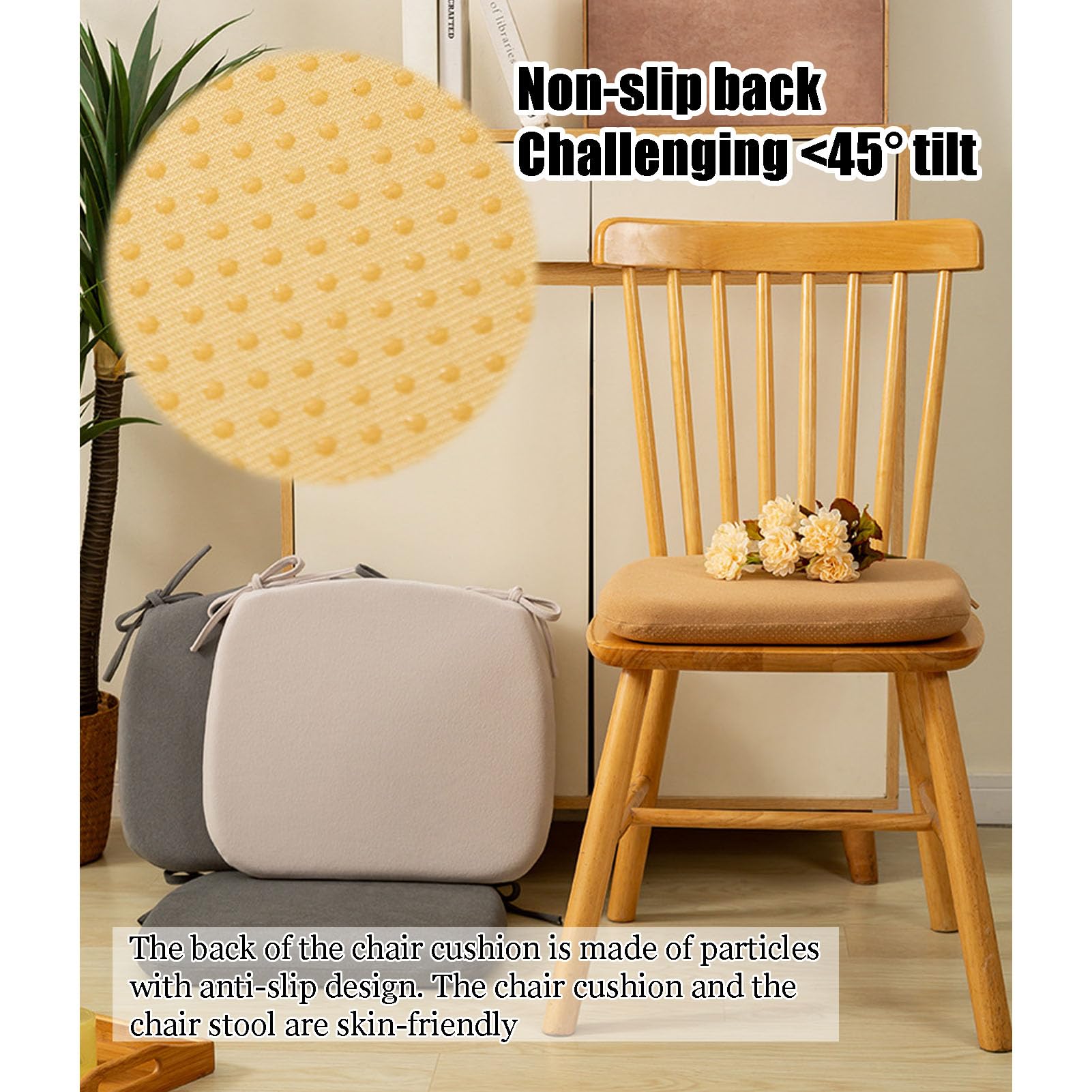 Cuscino Per Sedia In Memory Foam Al Carbone Di Bambù – 41x40 Cm, Antiscivolo Con Lacci E Fodera Lavabile, Motivo Scozzese Nero E Bianco