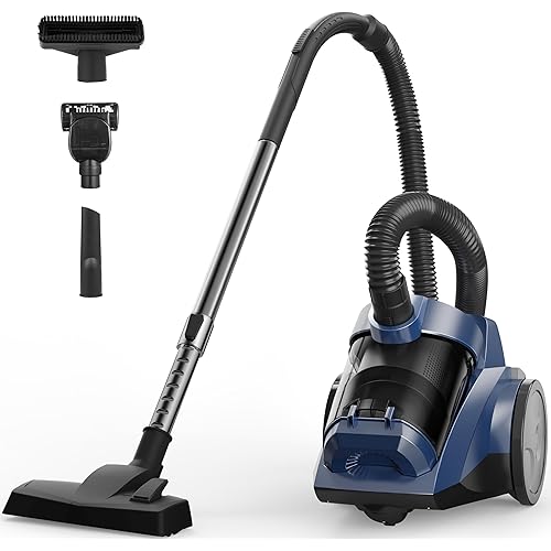 Canister Vacuum Cleaner 45KPa Power Bagless Canister Vacuums for Home with 5 Tools 4.5QT Dust Cup Double HEPA Filter Lightweight Multi-Surface Vacuum Cleaners for Carpet Hard Floor Pet Hair