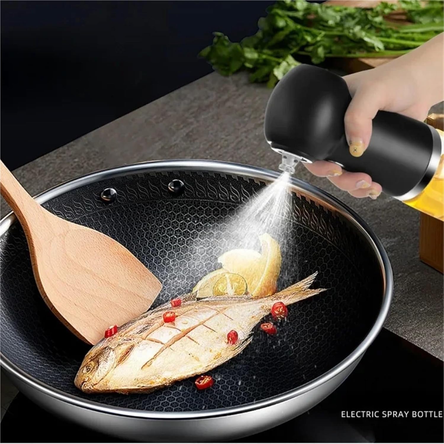 Oil Spray Bottle, 2pcs Electric Oil Sprayer Rechargeable Dispenser Bottle Kitchen Utensils Cooking Baking BBQ Healthy Low Fat Gadgets,for Salad Making, Baking